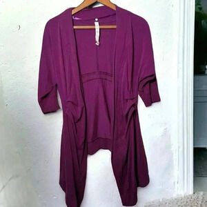 Lululemon Namaste Cardigan Short Sleeve Open  Front Berry Size 4